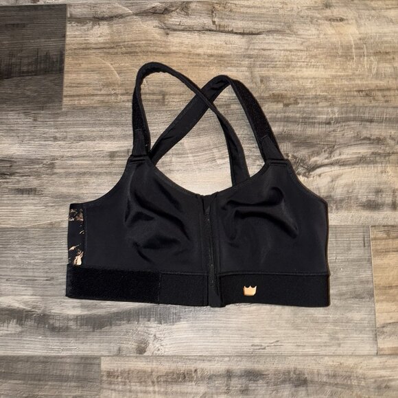 SHEFIT Women’s Black Front Zip High Impact Sports Bra Size 1Luxe - Picture 1 of 4
